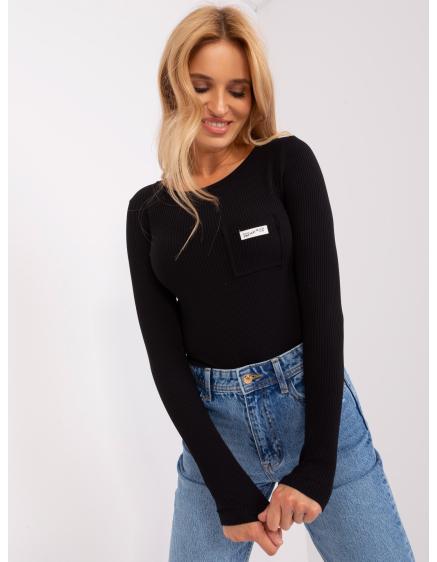 Női hosszú ujjú blúz kerek nyakkal SHY fekete