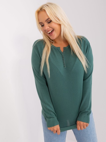 Dámsky viskózový sveter plus size SEM tmavozelený – fotografie produktu 4