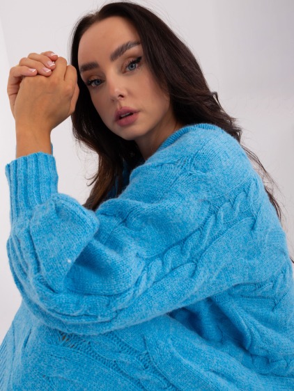Dámske šaty s dlhým rukávom SLASA modré