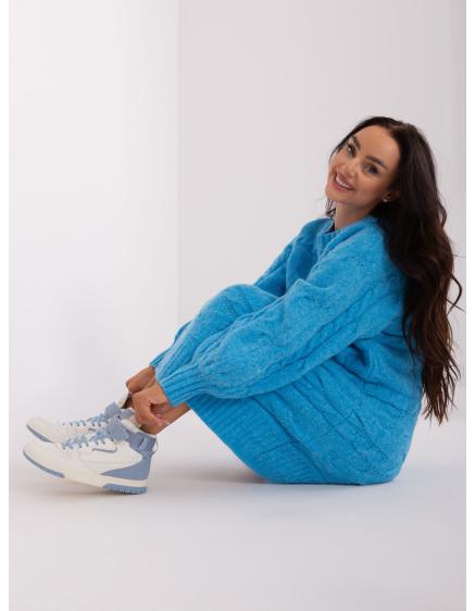 Dámske šaty s dlhým rukávom SLASA modré