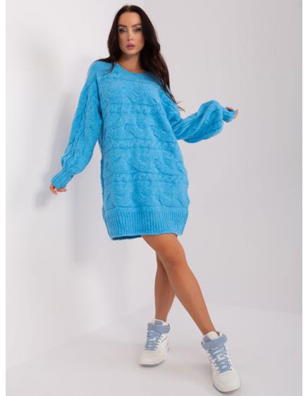 Dámske šaty s dlhým rukávom SLASA modré