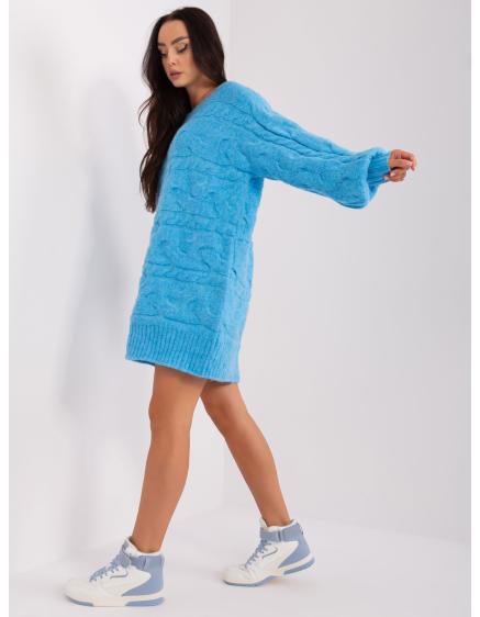 Dámske šaty s dlhým rukávom SLASA modré