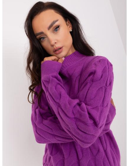 Dámsky károvaný sveter TAN fialový