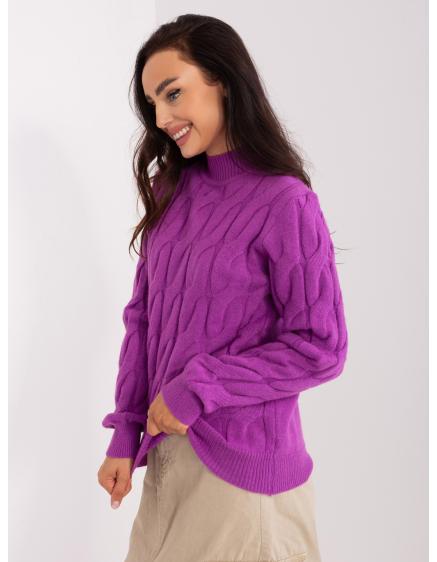 Dámsky károvaný sveter TAN fialový