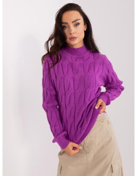 Dámsky károvaný sveter TAN fialový