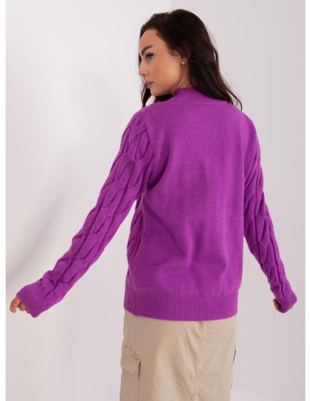 Dámsky károvaný sveter TAN fialový