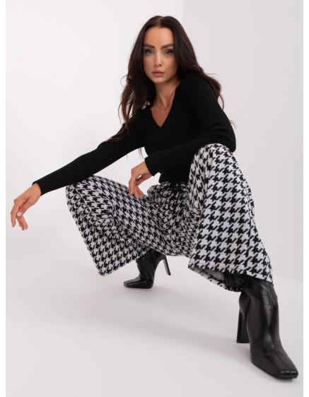 Dámske nohavice zo vzorovanej látky MORLOR čiernobiele