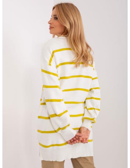 Női laza kötött pulóver RELD olívazöld, ekrü színű