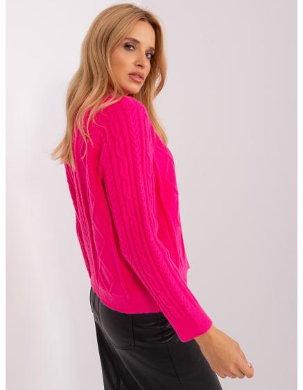 Dámský svetr nadměrné velikosti kostkovaný NIS tmavě růžový 