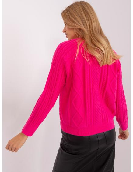 Dámský svetr nadměrné velikosti kostkovaný NIS tmavě růžový 