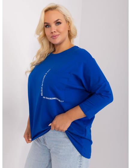 Dámska plus size blúzka s okrúhlym výstrihom MEIRR kobaltová