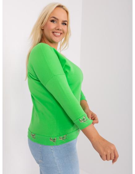 Női plus size blúz bordázott szegéllyel IRANO világoszöld