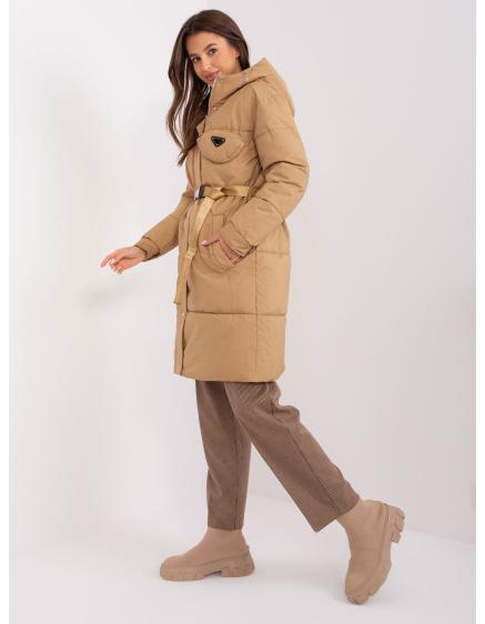 Dámska bunda s opaskom UORO hnedá