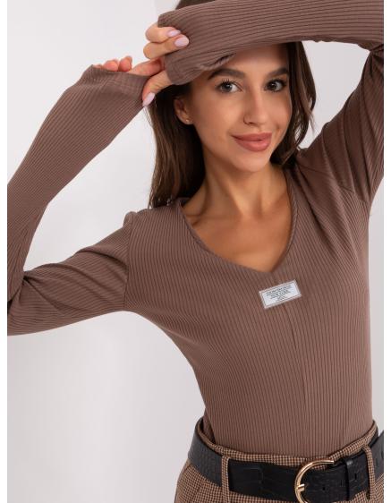 Dámská bavlněná halenka s dlouhým rukávem RISSH hnědá 