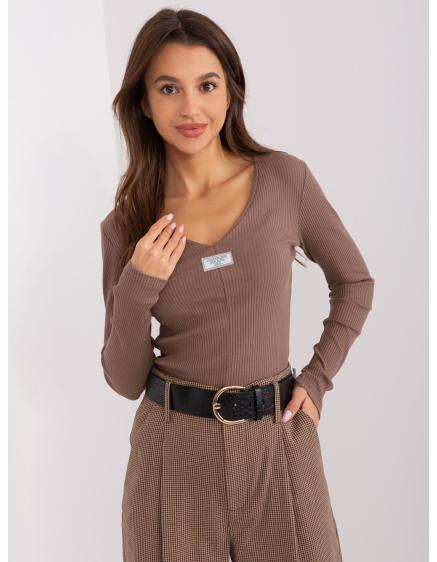 Dámská bavlněná halenka s dlouhým rukávem RISSH hnědá 