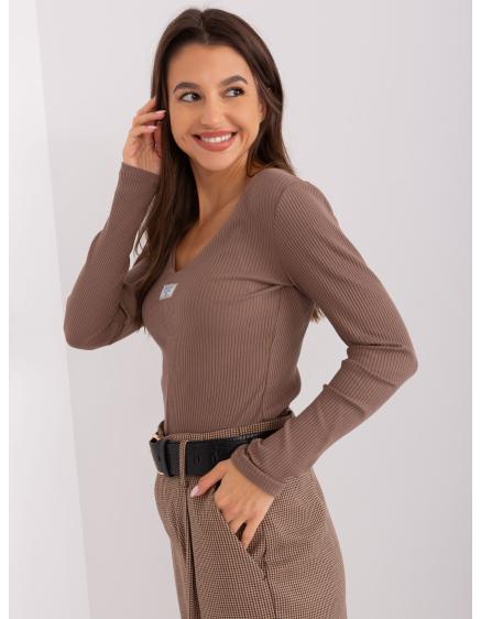 Dámská bavlněná halenka s dlouhým rukávem RISSH hnědá 