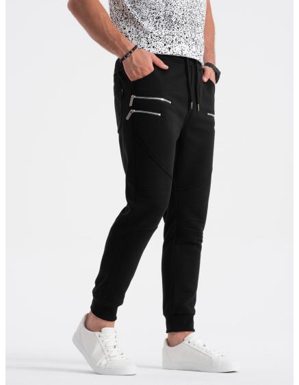 Pánske tepláky s ozdobnými zipsami V6 OM-PASK-22FW-012 čierne