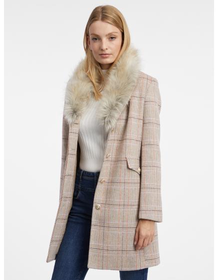 Béžový dámsky kabát zo zmesi vlny