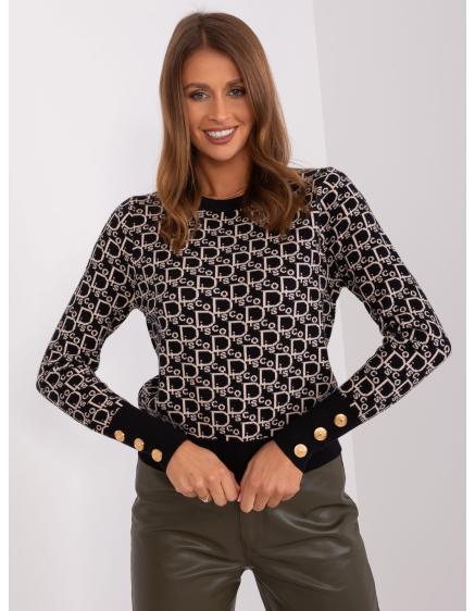 Dámsky vzorovaný sveter CROM čierno-béžový