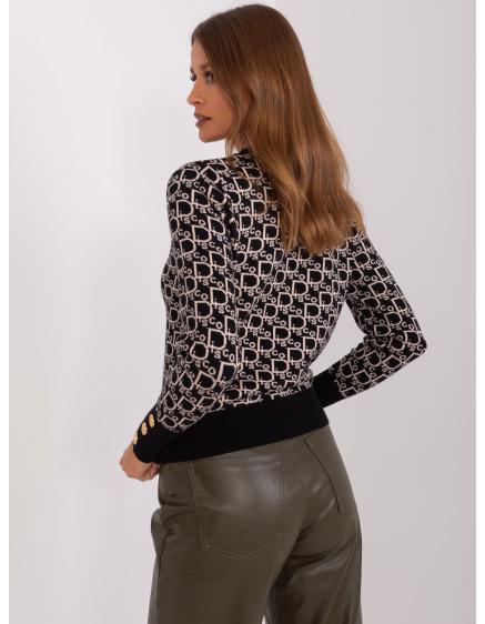 Dámsky vzorovaný sveter CROM čierno-béžový