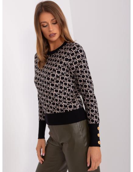 Dámsky vzorovaný sveter CROM čierno-béžový