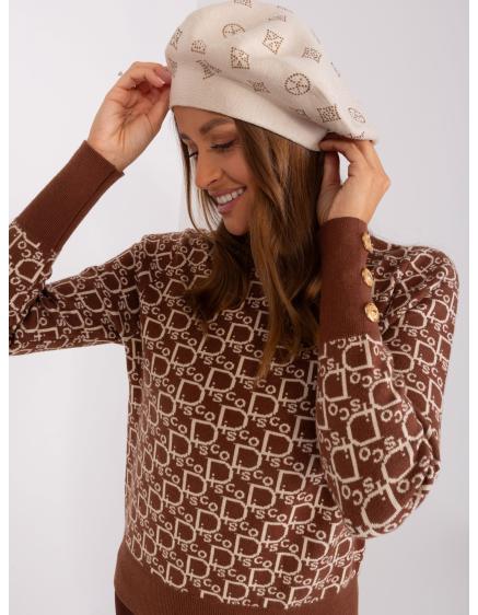 Női barett applikációval OEBA világos bézs színben