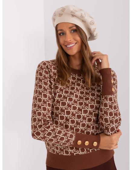 Női barett applikációval OEBA világos bézs színben