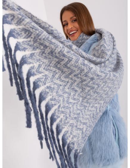Dámská šála s třásněmi EROTHE modrobílá 