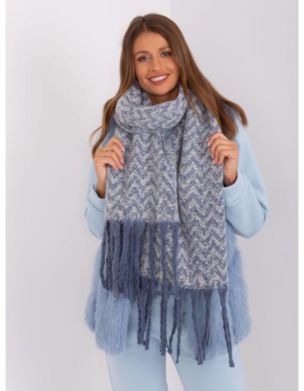 Dámská šála s třásněmi EROTHE modrobílá 