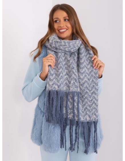 Dámská šála s třásněmi EROTHE modrobílá 