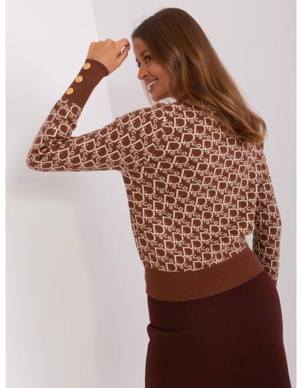 Dámský svetr s kulatým výstřihem KISKA hnědo-béžový 