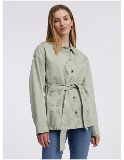 Világoszöld női mintás farmerdzseki