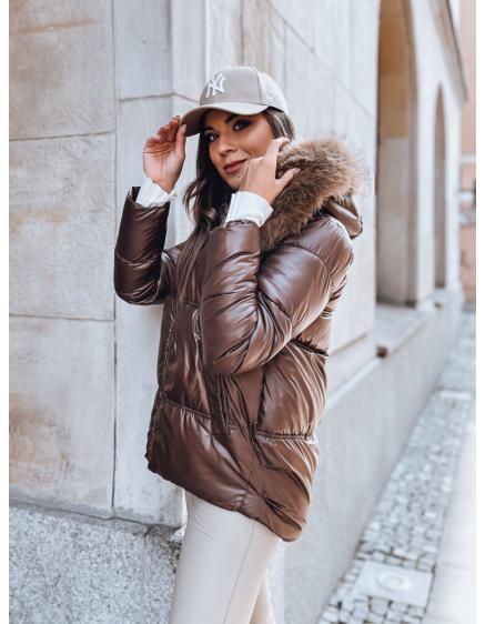 Dámska prešívaná zimná bunda SPARKLE kávová