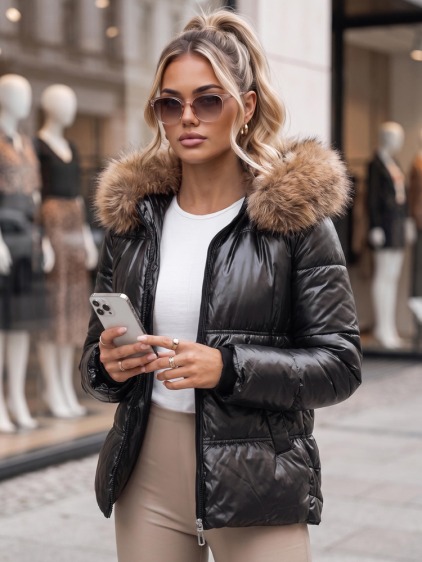 Dámská zimní prošívaná bunda SPARKLE černá