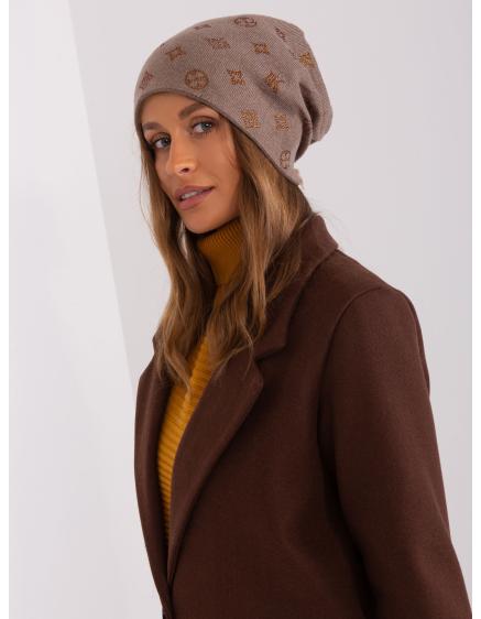 Női téli sapka strasszkövekkel ENDIA barna