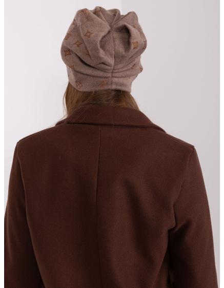 Női téli sapka strasszkövekkel ENDIA barna