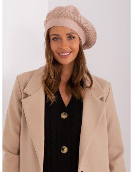 Dámský baret s kamínky USTO béžový 