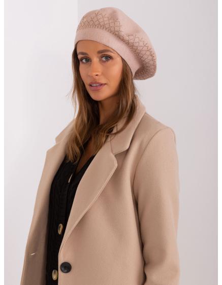 Dámský baret s kamínky USTO béžový 