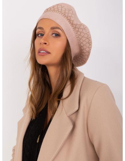 Dámský baret s kamínky USTO béžový 