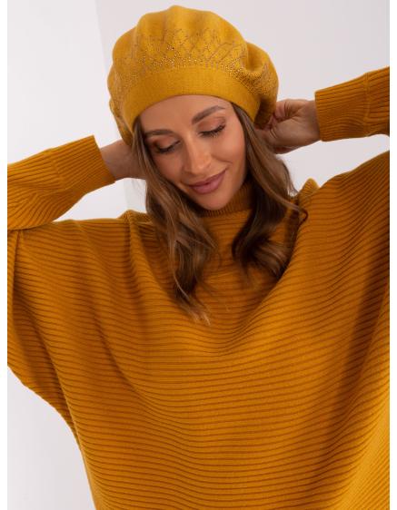 Dámský baret s aplikacemi SHYLD hořčicový 