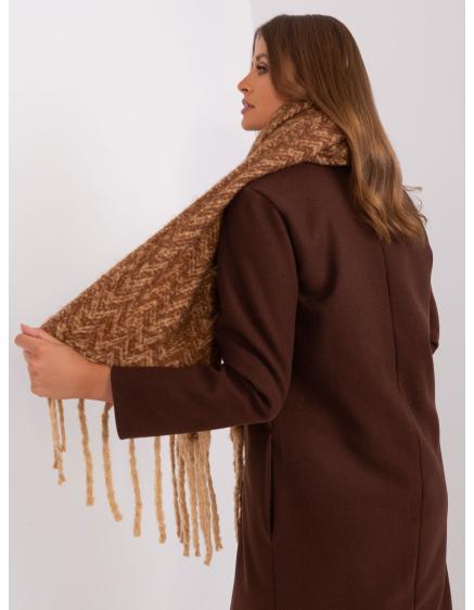 Dámská šála se střapci vzorovaná QUISTA hnědá 
