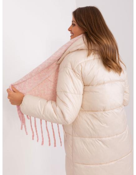 Dámská šála se střapci vzorovaná SECIA světle růžová a bílá