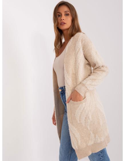 Dámský svetr s kapsami ACKA světle béžový  