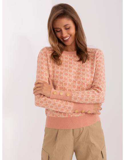 Dámsky vzorovaný sveter UATE ružovo-béžový