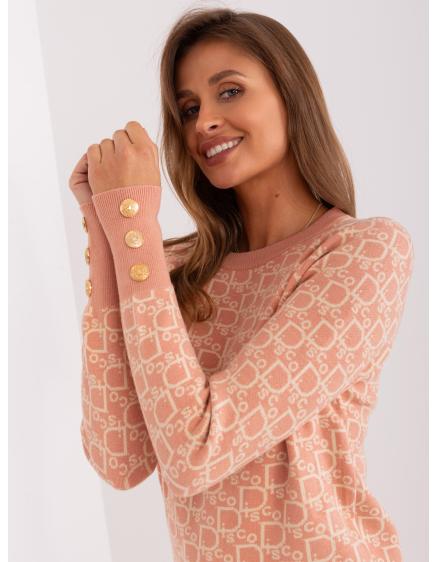 Dámsky vzorovaný sveter UATE ružovo-béžový