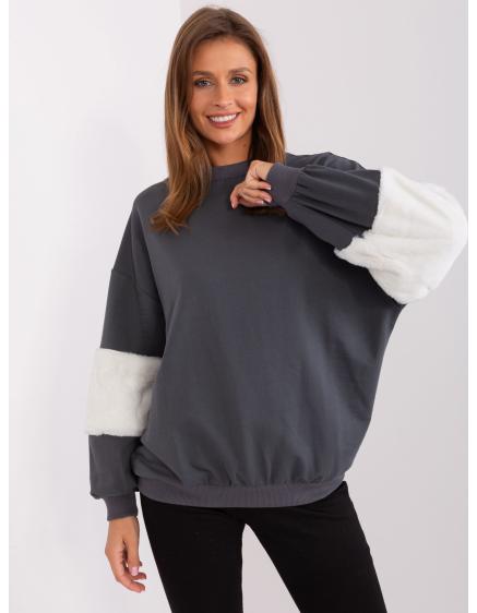 Dámska mikina s kapucňou s kožušinovými vsadkami UAWE grafitová