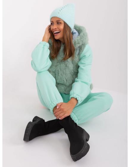 Női sapka ORMT applikációval menta színben