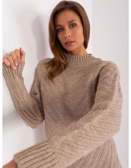 Női oversize pulóver IAK sötétbézs színű