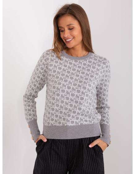 Dámský svetr s viskózou ALL šedobílý 