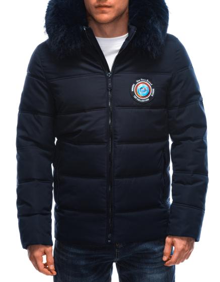 Pánská prošívaná zimní bunda 576C tmavě modrá